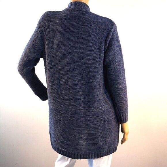 Chaps Open Cardigan Blue Cotton Knit Womens Size Medium - Picture 9 of 11